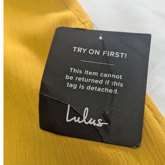 Lulus Harbor Point Mustard Yellow Flutter-Sleeve Mini Wrap Dress — Size M - Picture 9 of 12